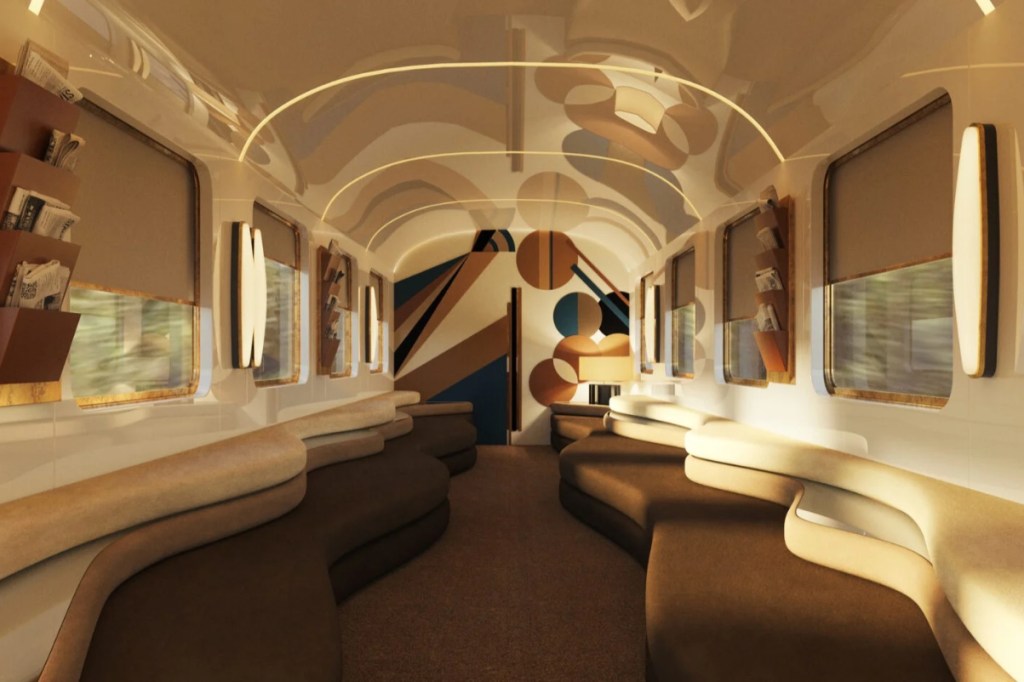 Inside a train car on the Orient Express La Dolce Vita luxury train. LVMH is a new investor source accor