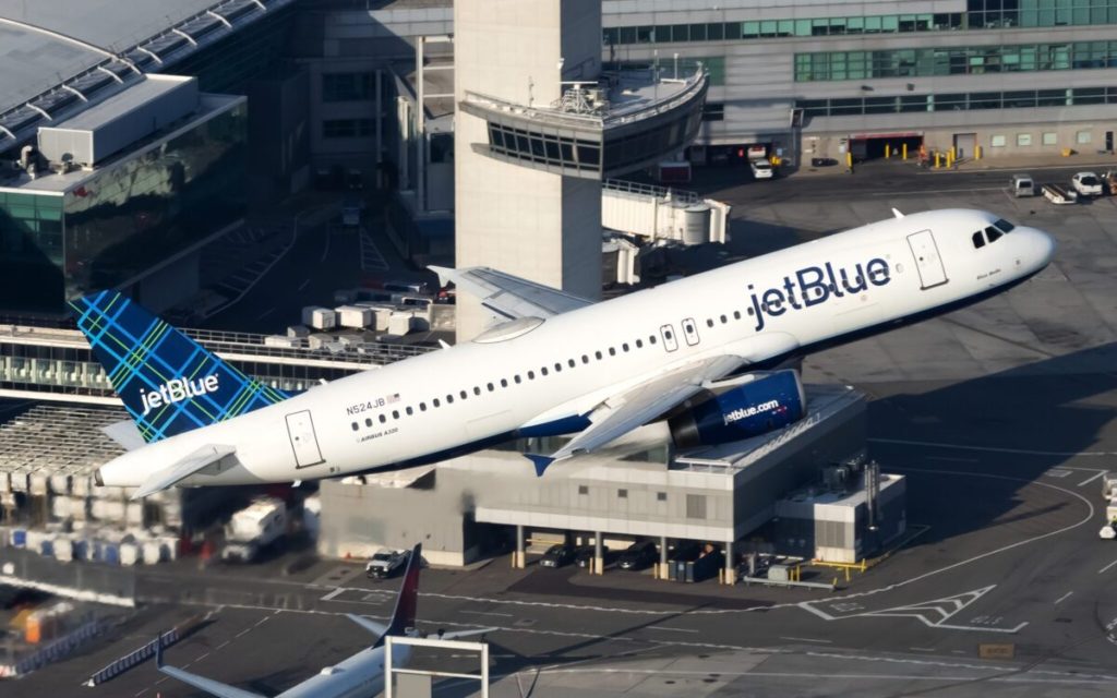 A JetBlue plane at New York JFK Airport