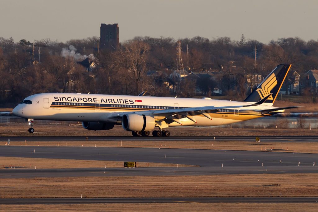 A Singapore Airlines A350 pictured at New York JFK.