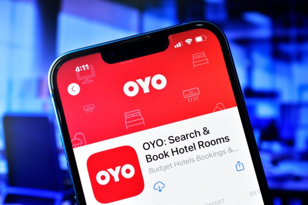 The OYO app on an iPhone