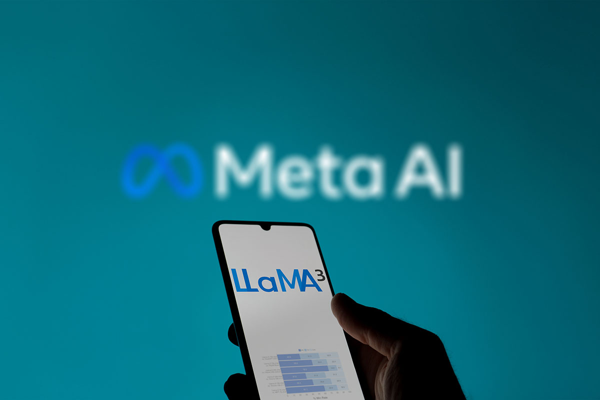 A Meta's AI Llama logo on a smartphone. 