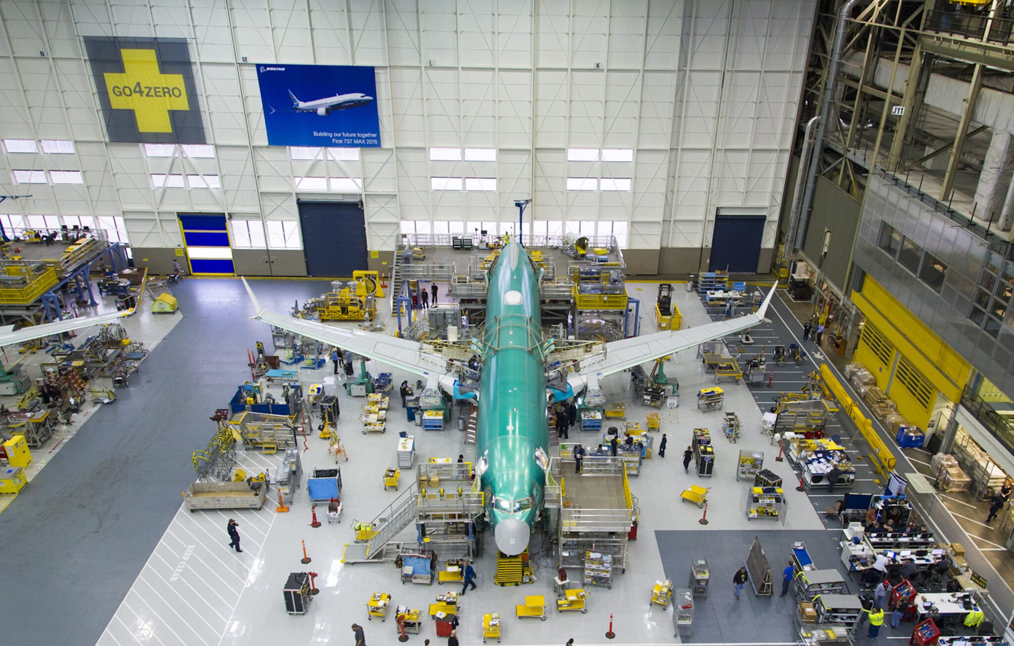 A file image showing a Boeing 737 Max on the production line. 