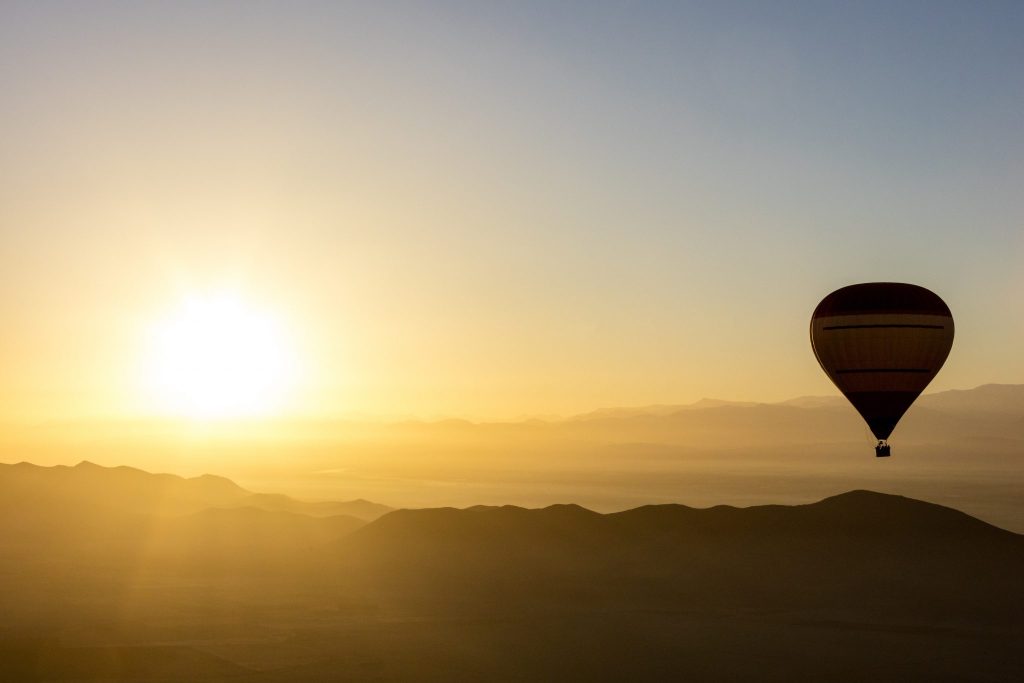 A hot air balloon over Morocco