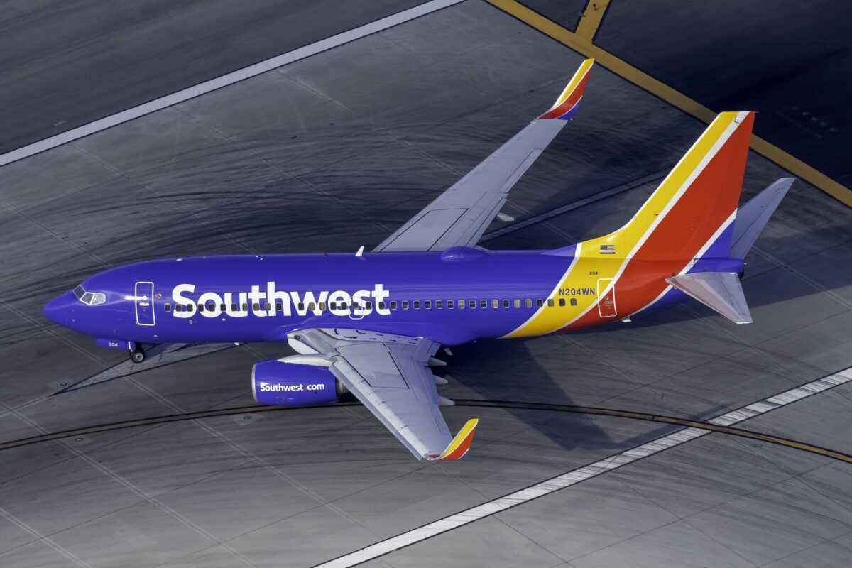 A Southwest aircraft at Los Angeles International Airport. 