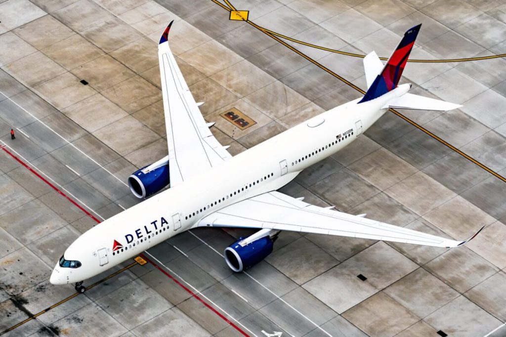 A Delta Air Lines plane at the airport