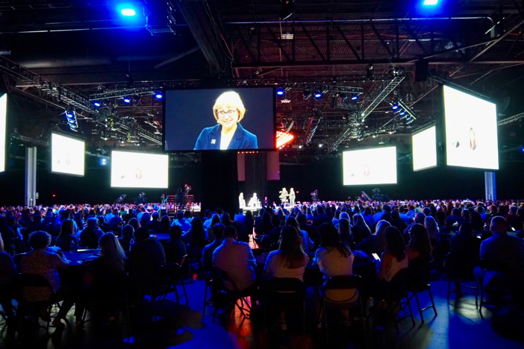 about 2,000 people viewing a conference