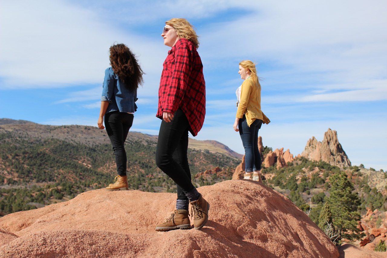 A group of three travelers