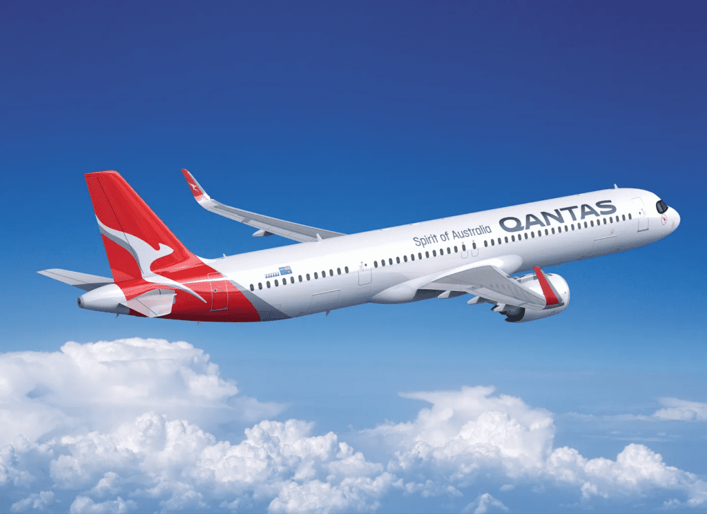 Qantas A321XLR rendering of the plane mid-flight