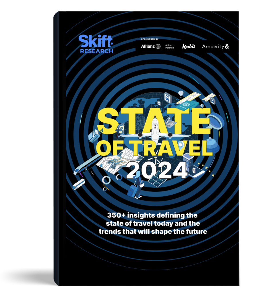 Book cover graphic of the State of Travel 2024 by Skift Research