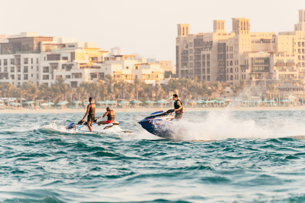 A Dubai 1.5-Hour Speedboat Tour Marina Atlantis Burj Al Arab.