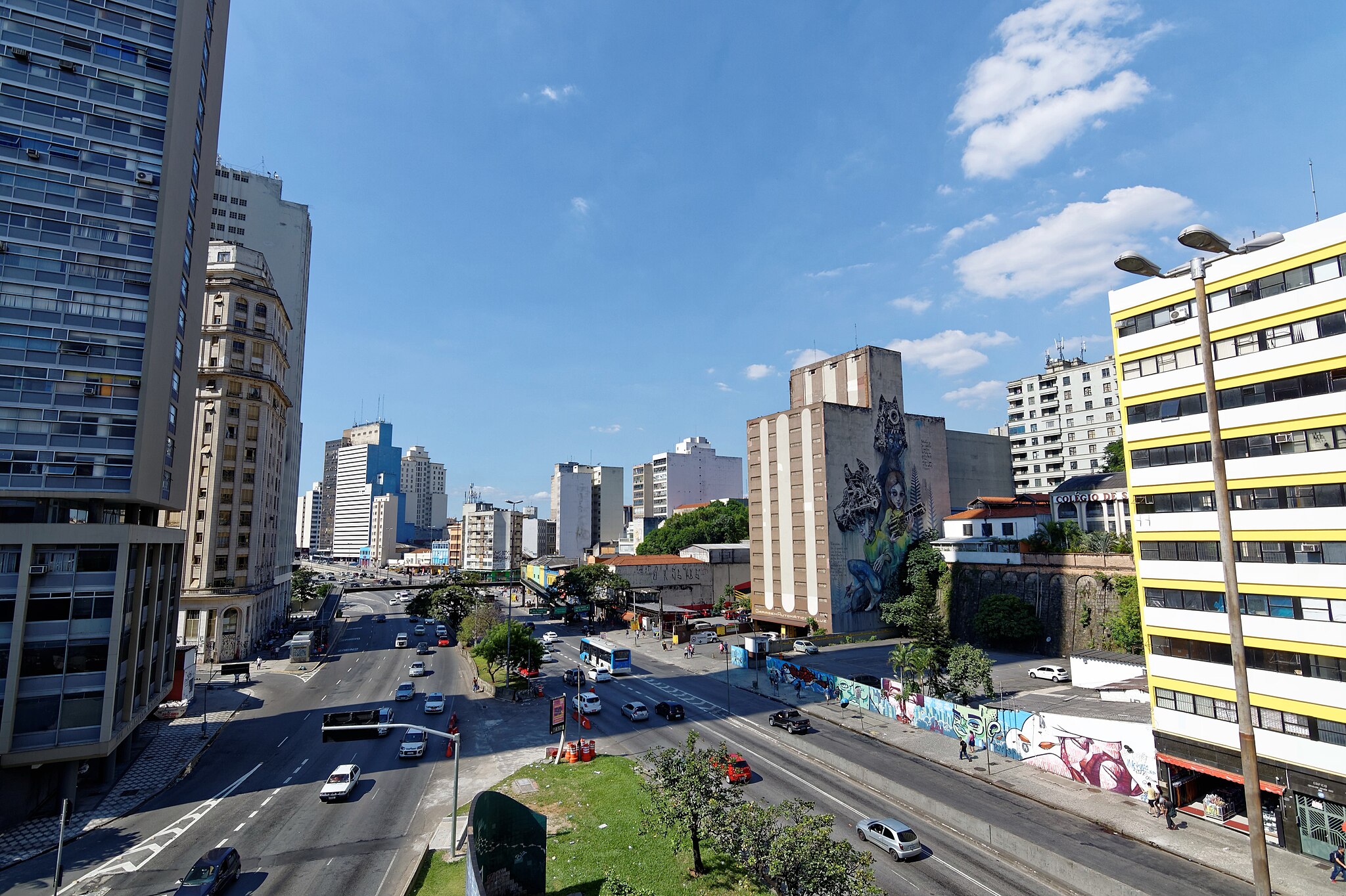 A streetscape of Sao Paulo, Brazil