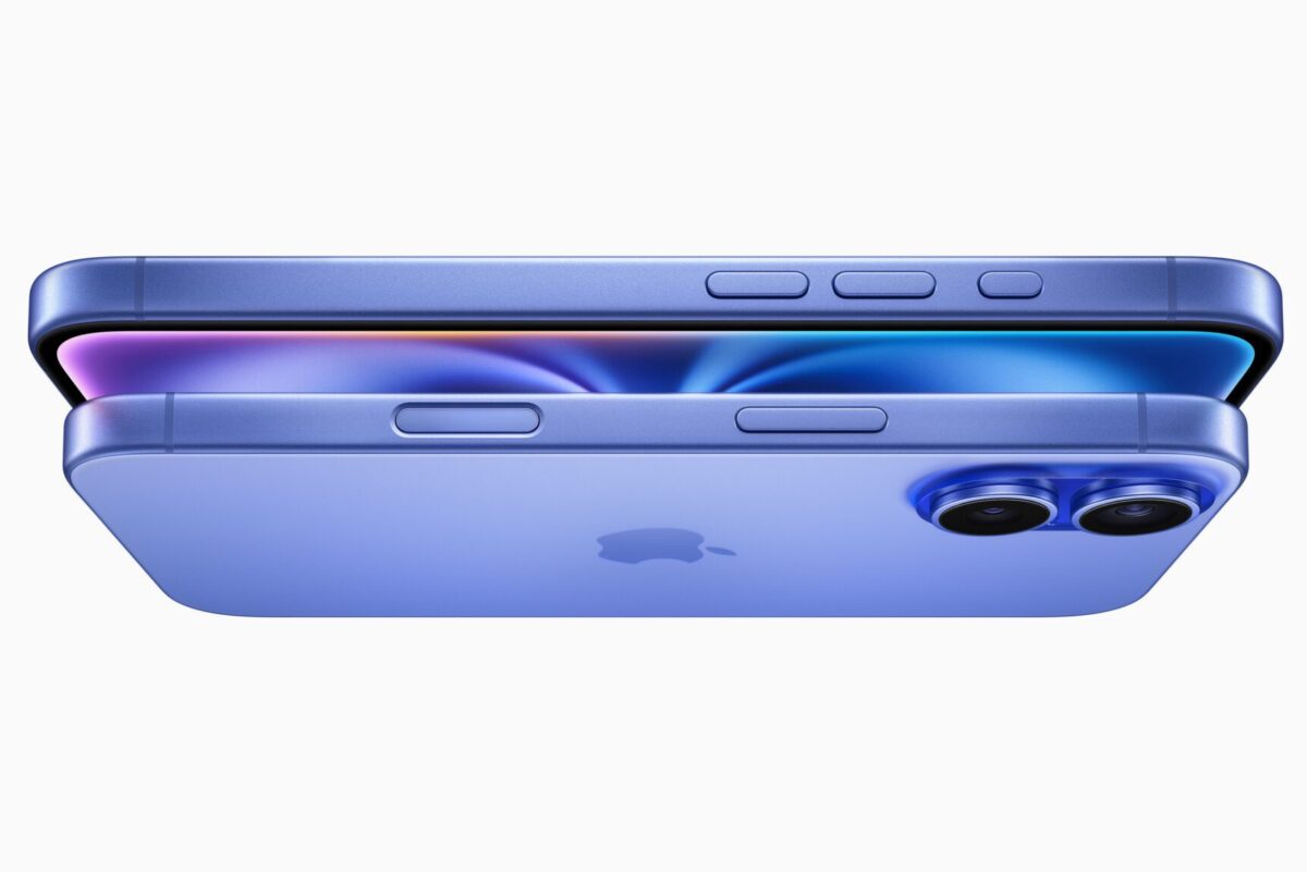 Pictured: The Apple iPhone 16, which includes a dedicated camera button.