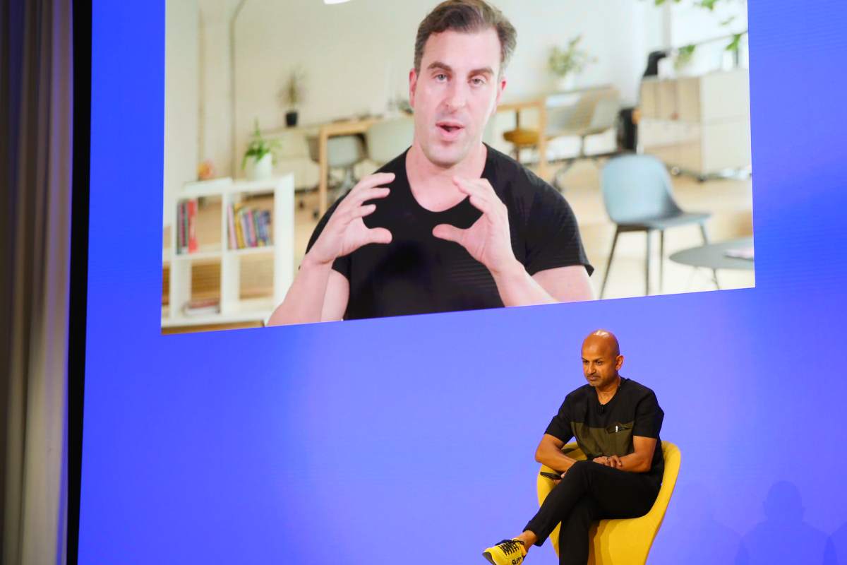 Airbnb CEO Brian Chesky and Skift CEO Rafat Ali