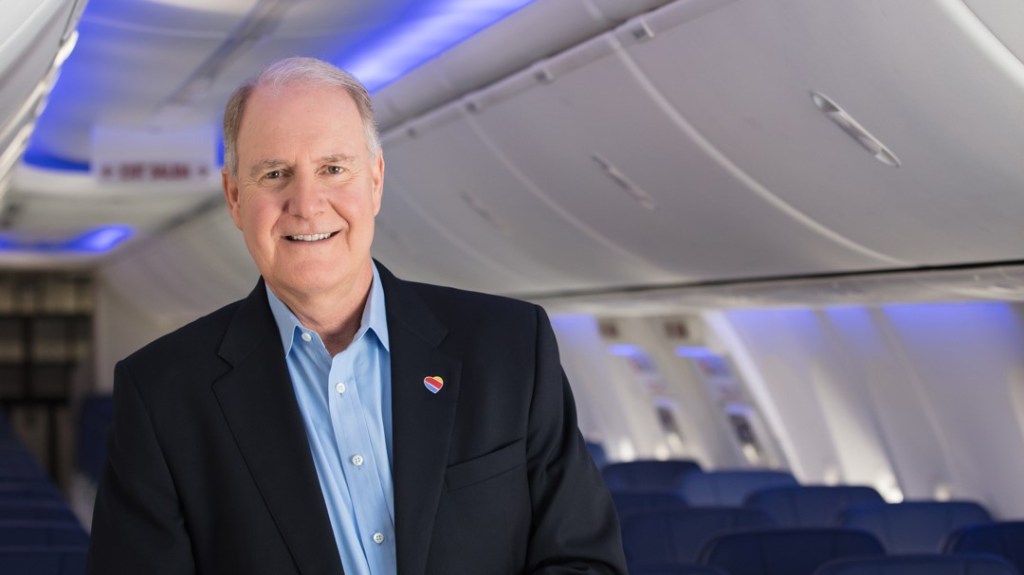 Gary Kelly on a Southwest Airlines plane