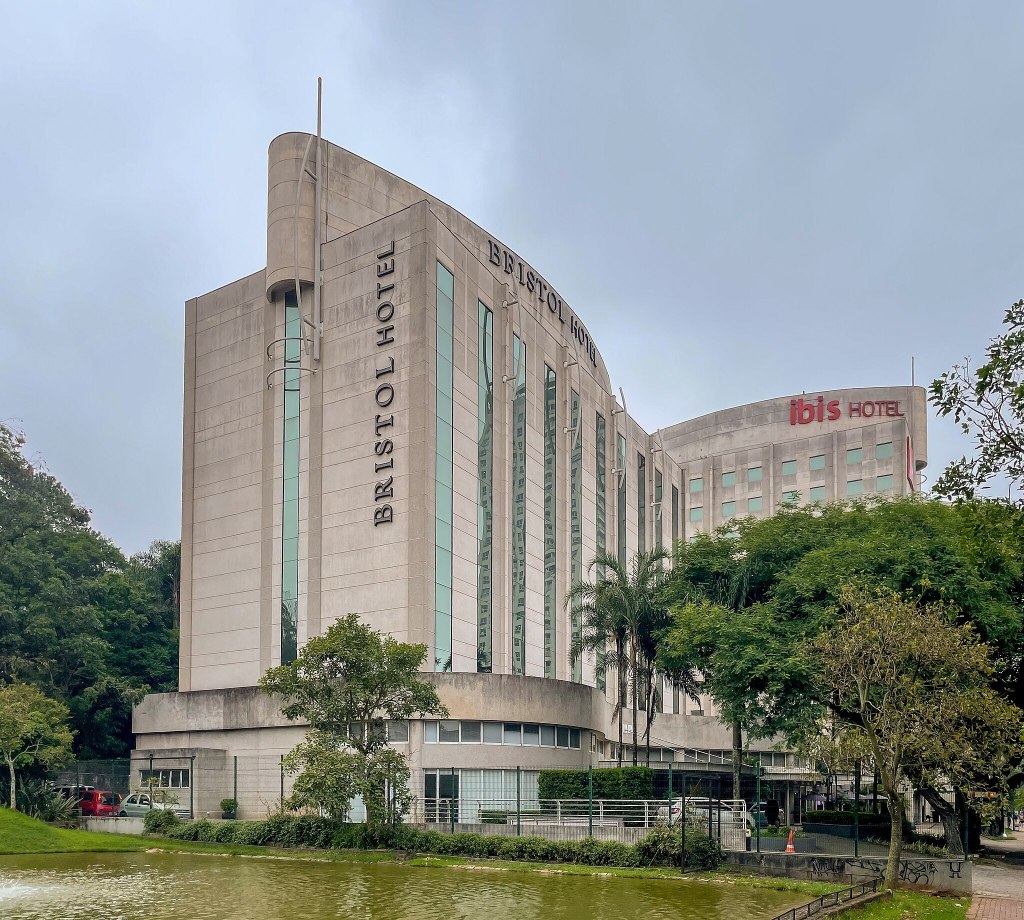 The exterior of two large hotels in Sao Paulo, Brazil.