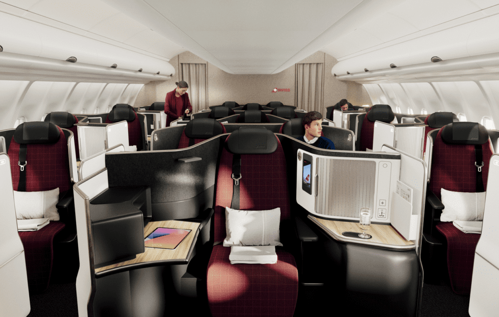 A rendering of the new Swiss Senses business class cabin