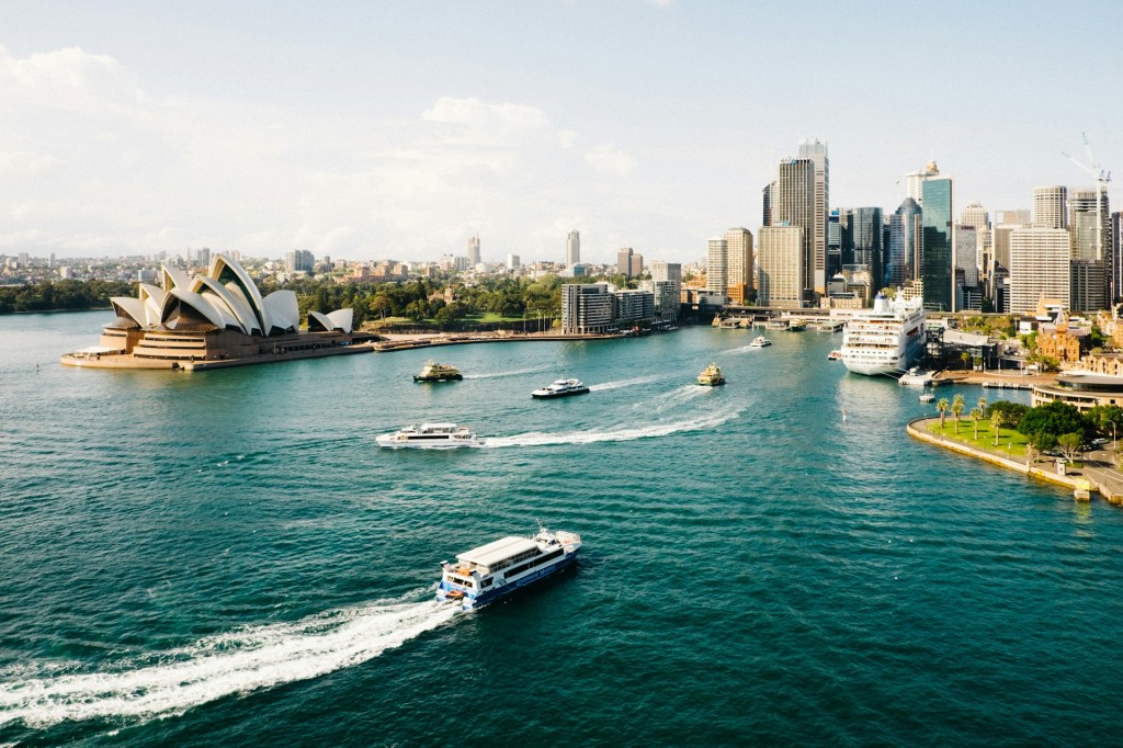 A panoramic view over Sydney Harbour.