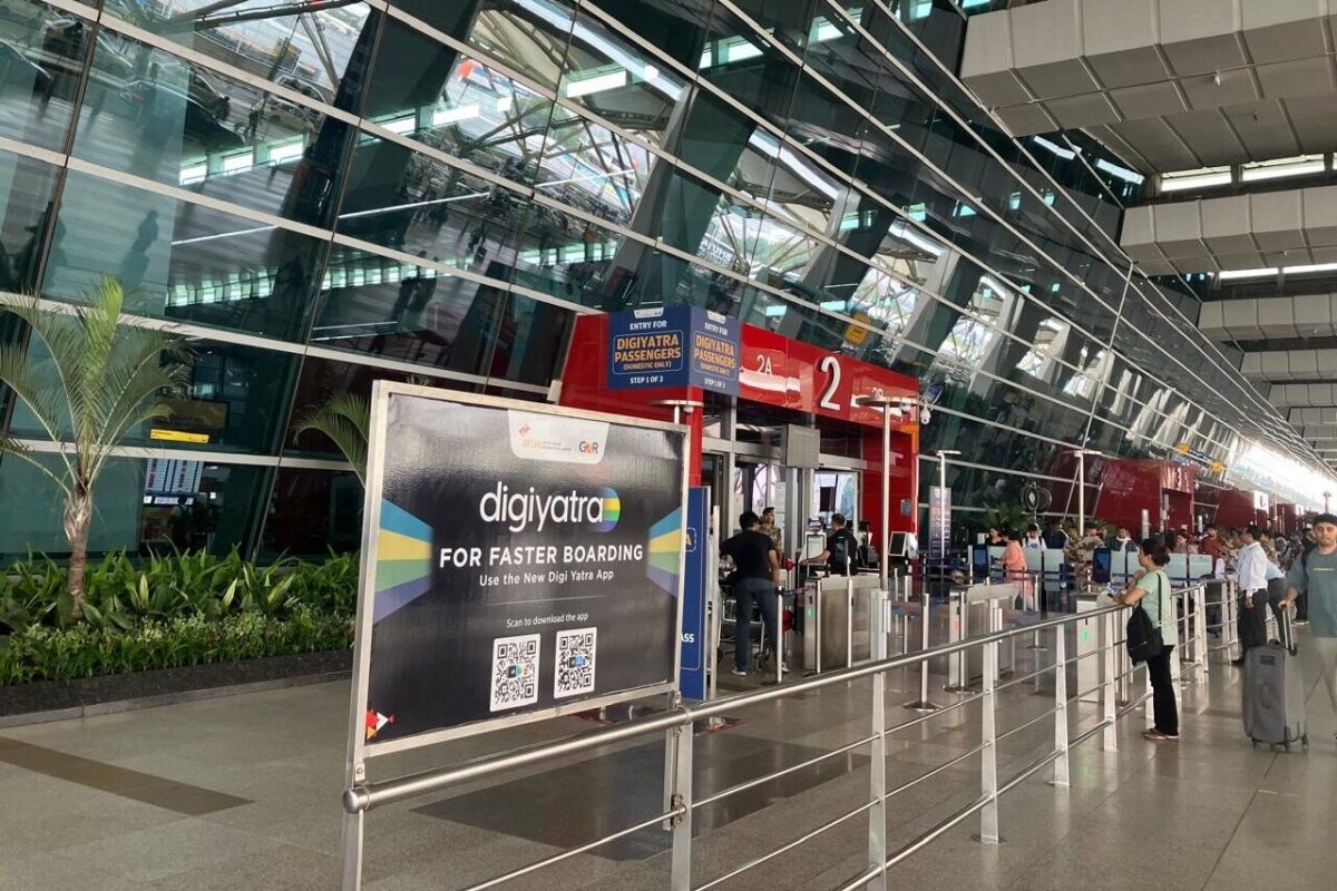 The DigiYatra entry gates at Delhi Airport.