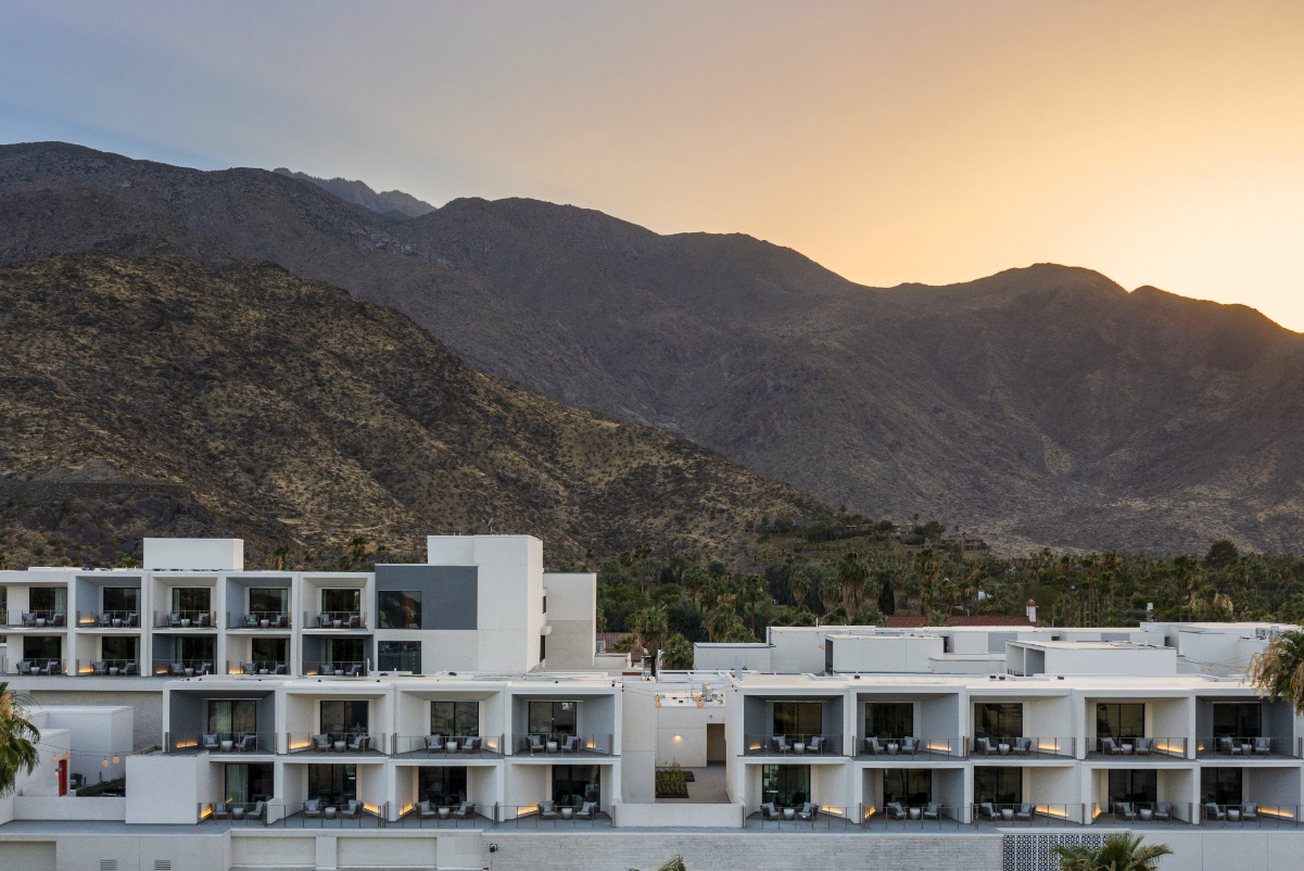 Exterior of the Thompson Palm Springs Hotel.