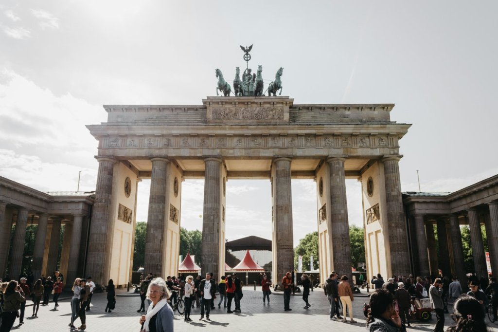 Tourists near the Brandenburg Gate