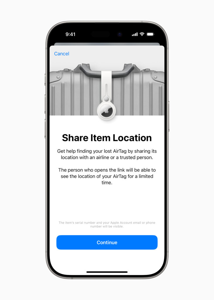 Apple Share Item Location Find My AirTag