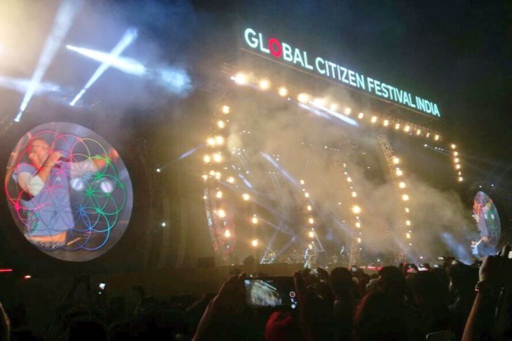 Coldplay's performance at Global Citizen Festival India in 2016.