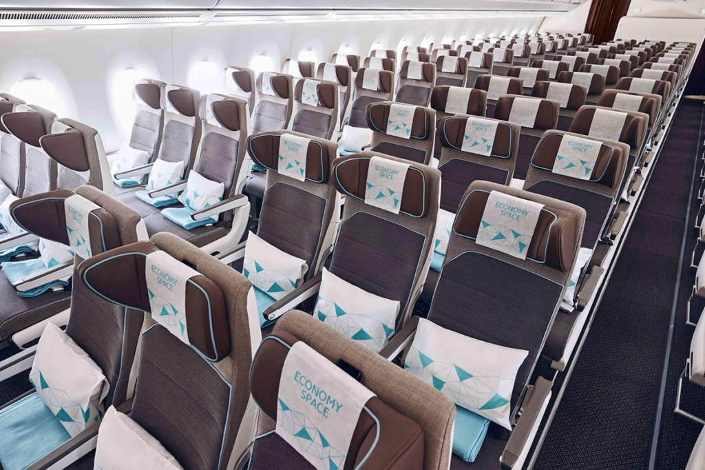 A row of airplane seats