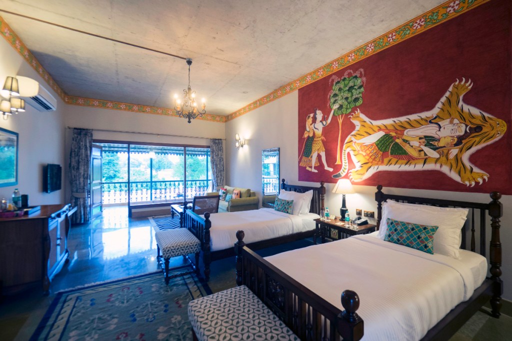 inside a boutique hotel room in Varanasi India