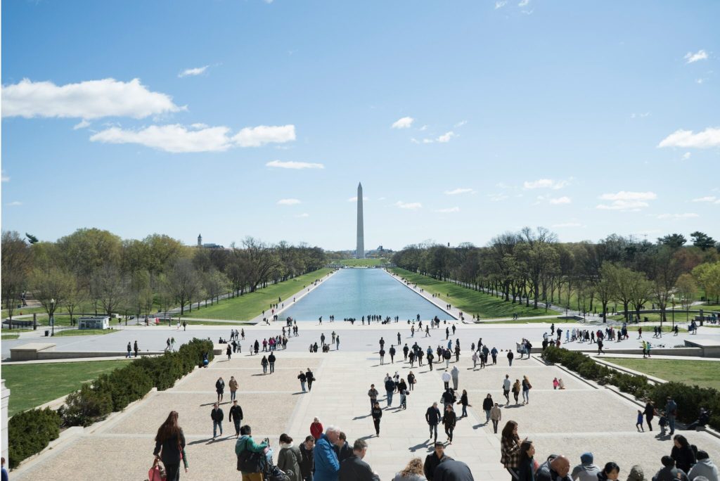 Visitors on a sunny day in Washington D.C.