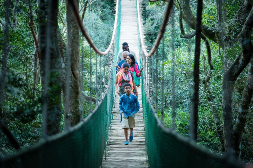 An Indian family at the Monkeyland Primate Sanctuary in South Africa.