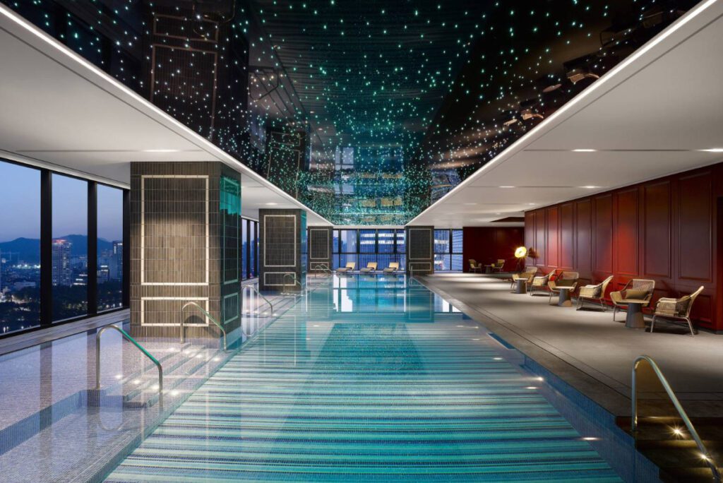 Sofitel Ambassador Seoul Swimming pool at night accor luxury hotel brand