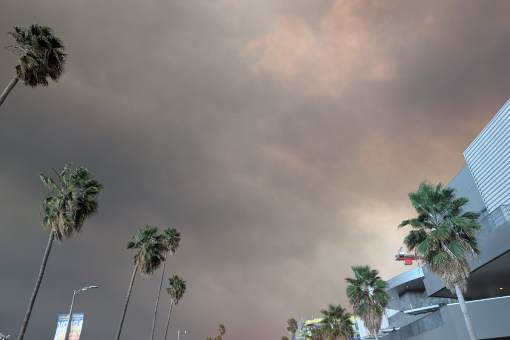 Stormy skies over Sunset Boulevard 8, Los Angeles, California, USA