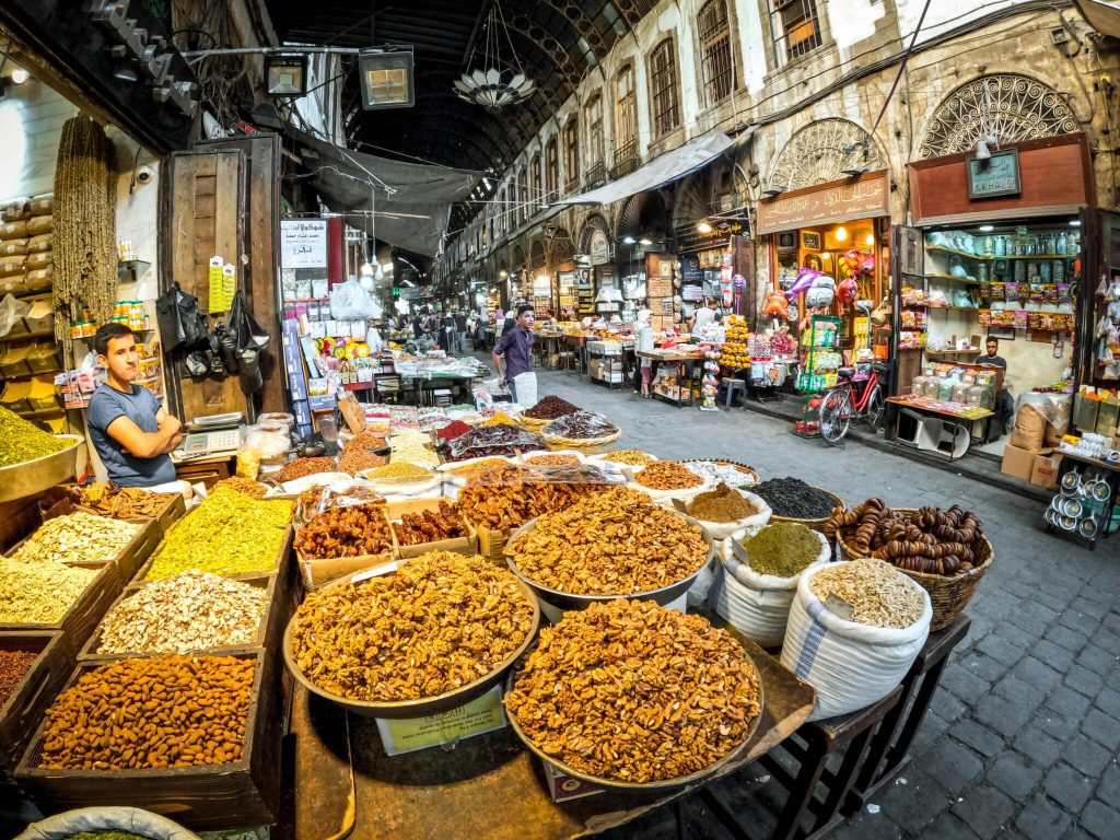 A market in Old Damascus, Syria