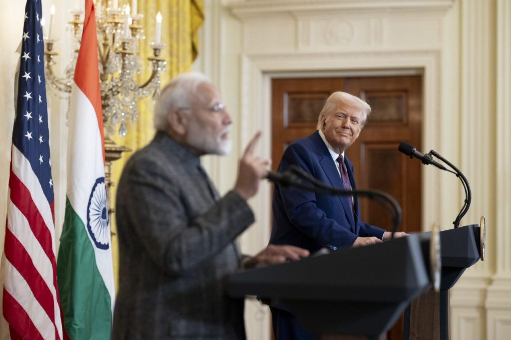 President Donald Trump hosts a bilateral meeting with Prime Minister Narendra Modi of India, Thursday, February 13, 2025, in the East Room.