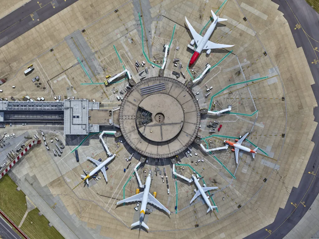 Airport facilities and infrastructure at London Gatwick Airport.