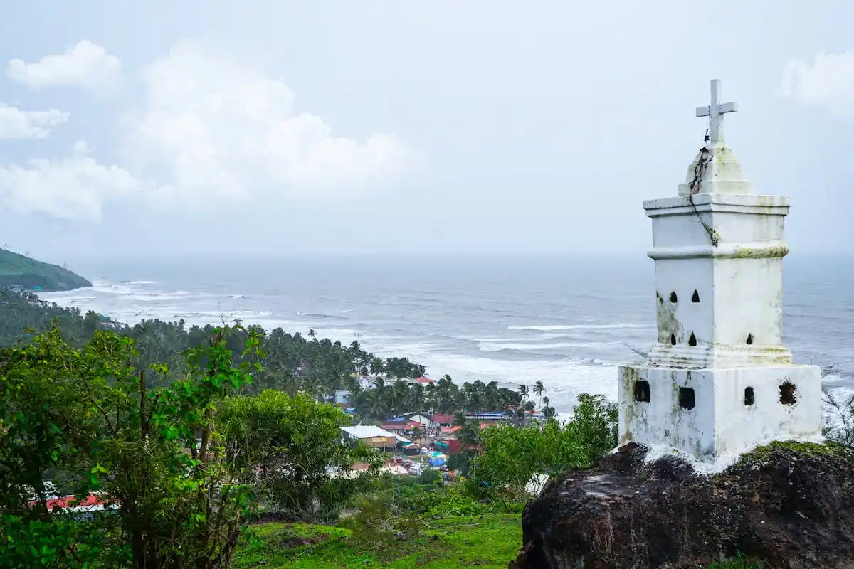 Aerial view of Anjuna area in Goa, India.