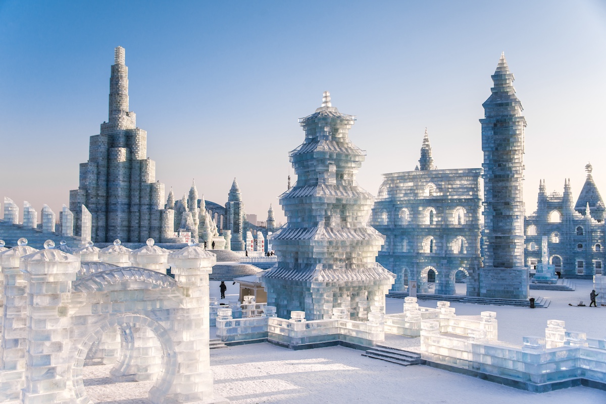 Ice sculptures at the annual Harbin Ice and Snow World theme park