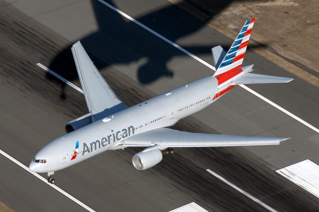 An American Airlines Boeing 777-200 aircraft.