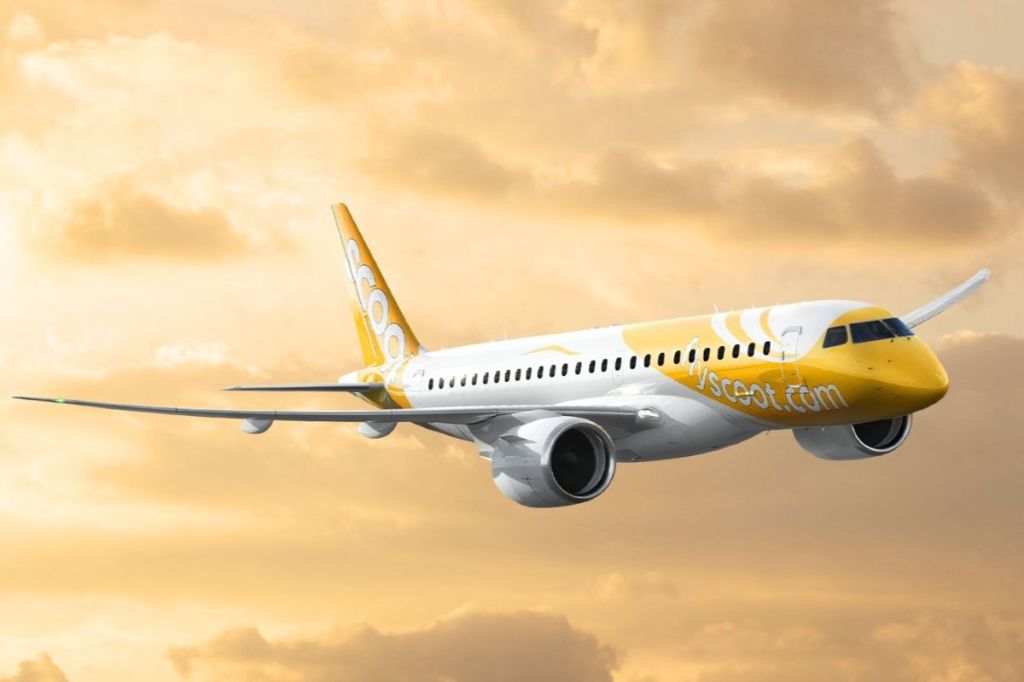 An Embraer E190-E2 jet operated by Scoot.