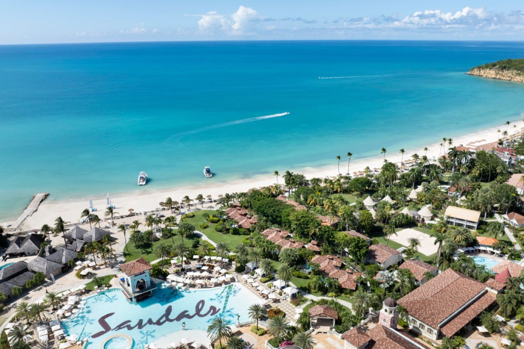 sandals resorts drone shot from above