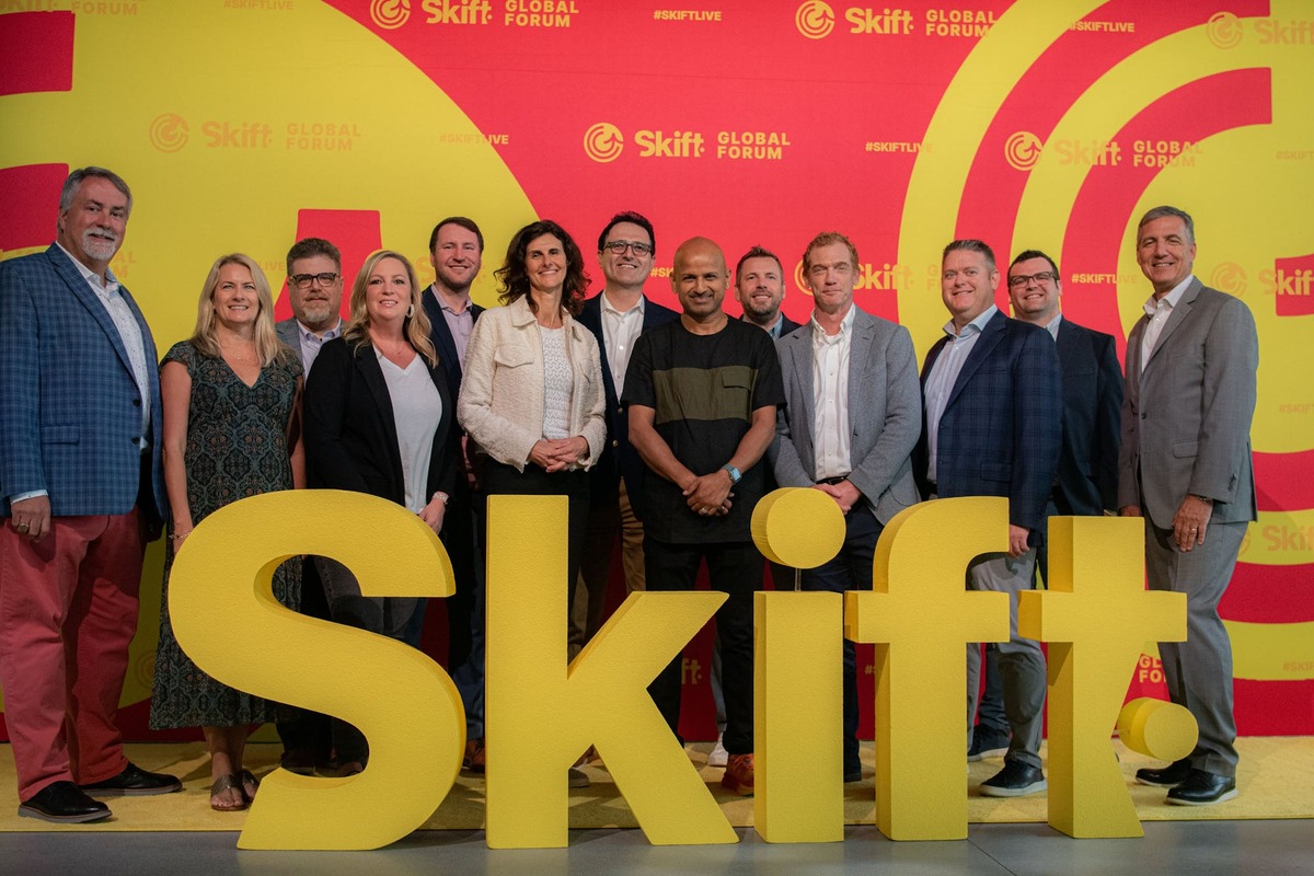 Skift Founder and CEO Rafat Ali with some of the attendees of Skift Global Forum