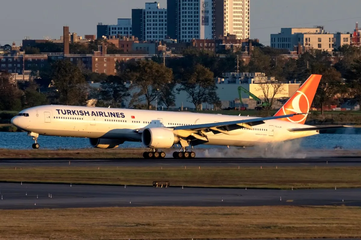 A Turkish Airlines Boeing 777 at New York JFK.